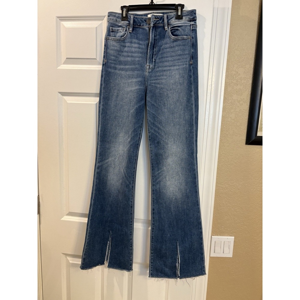 Hidden Los Angeles High Waist Flare Jeans,28, Distressed Raw Hem, Boho Hippie